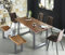 SAM 6 TLG. Essgruppe Esra, Baumkantentisch 200x100 cm & -Bank 200x40 cm,Akazie-Holz Cognacfarben, Gestell Silber, 4X Schalenstuhl ULF braun