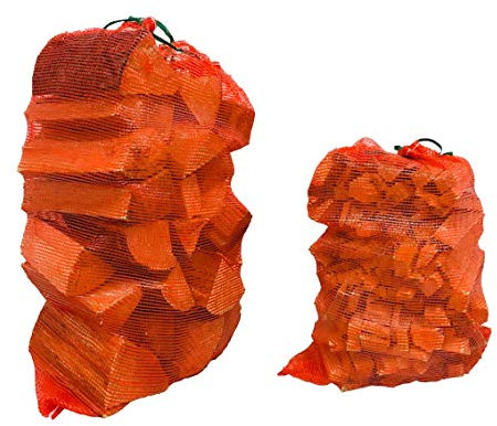 Large (55cm x 80cm) Red UV Resistant Polypropylene Drawstring Mesh Storage Net Bags for Fruit + Vegetables, Firewood or Logs - Onion Bags for Storing - Leno Net Sacks for Potatoes - 25