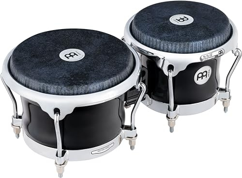 Meinl Percussion Fibercraft Series Bongos, Schwarz (FFBR400BK) | 2 Handtrommeln, 7 und 8,5 Zoll, Inklusive Stimmschlüssel, Premium Fiberglass