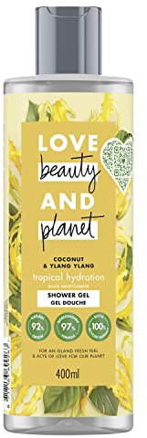 Love Beauty And Planet Love Beauty & Planet Gel Douche Nourrissant Femme Vegan Oasis, Huile de Coco Bio et Fleur d'Ylang Certifié Vegan 400 ml