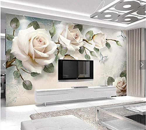 3D malerei wandbilder von rose blumen für wohnzimmer schlafzimmer esszimmer tv hintergrund wanddekoration tapete fototapete 3D Tapete effekt Vlies wandbild Schlafzimmer-350cm×256cm