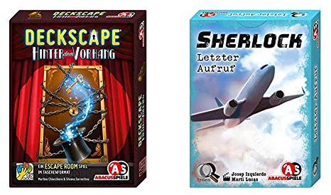 ABACUSSPIELE 38191 - Deckscape – Hinter dem Vorhang, Escape Room Spiel, Kartenspiel & 48191 - Sherlock - Letzter Aufruf, Kartenspiel