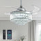 NOXARTE Crystal Ceiling Fan with Light Remote Control Modern Raindrop Dimmable Chandelier Fan Reverse Blades LED Light Kit for Living Dining Room Bedroom 36 Inch Chrome