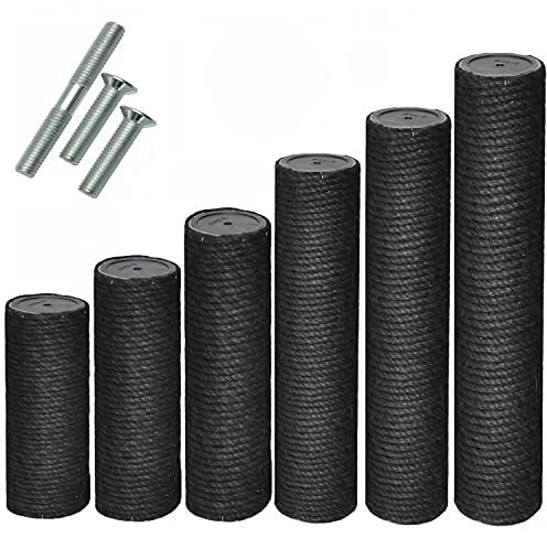 nanook Kratzstamm/Sisalsäule/Ersatzstamm für Kratzbäume - Ø 9 cm, Gewinde M8 - schwarz - Länge 60 cm - inkl. 3 Befestigungsschrauben