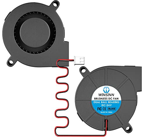 WINSINN 5015 Blower Fan 12V, 3D Printer 24 Volt Fans Blower Turbine Turbo Dual Ball Bearing, 1000mm/39in Cable Brushless Cooling 50mmx15mm 2PIN (Pack of 2Pcs)