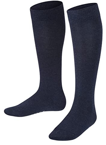 FALKE Unisex Kinder Kniestrümpfe Family K KH nachhaltige biologische Baumwolle lang einfarbig 1 Paar, Blau (Navy Blue Melange 6490) neu - umweltfreundlich, 27-30