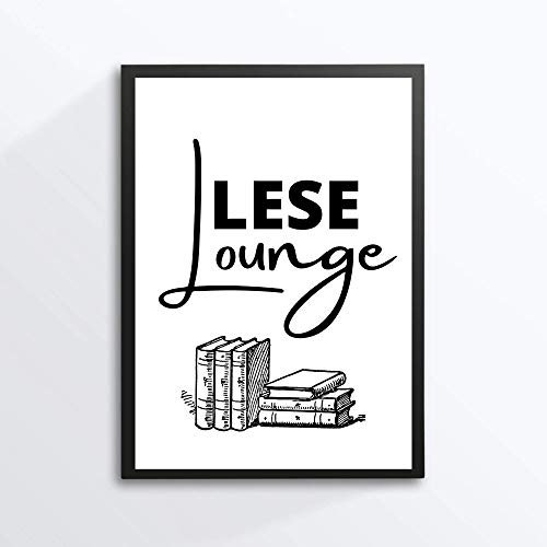 Kunstdruck Din A4 ohne Rahmen - Lese Lounge - Hobby Lesen Literatur Bücher Buch Bücherecke Bibliothek Poster Bild Druck