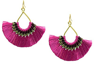 Orange Blue Fan Earrings