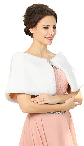 IYOU Mariée Fourrure Châles et Enveloppements Aux Femmes 1920 Faux Fourrure Foulard Blanche Hiver Couvrir Baidal Mariage Fourrure Étoles pour Femmes et Filles
