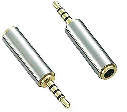 Adhiper 2.5mm to 3.5mm Stereo Jack Adapter (2 Pack) for Headphones, Tablets, Smartphones, PC & Laptops