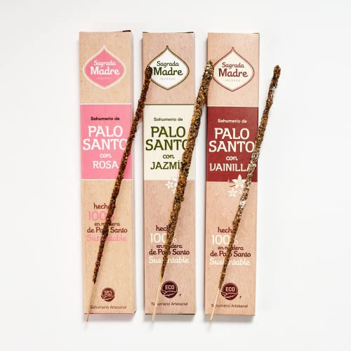 Sagrada Madre - Incienso 100% Natural de Palo Santo Rosa Jazmín y Vainilla Limpieza energética abundancia Prosperidad