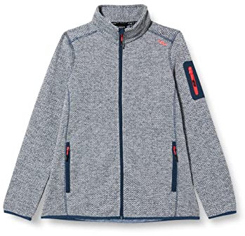 CMP - Damen-Knit-Tech-Jacke mit fester Kapuze, Blaues Tintenweiß, D36