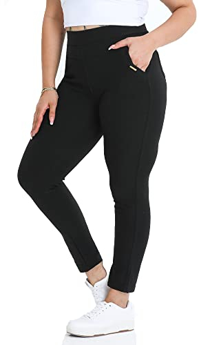 Kendindza Collection Damen Hosen elegant Stoffhose Anzughose Damenhose mit Gummizug Stretch Schlupfhose Schwarz XXL