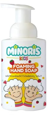 Minoris Kids Schäumende Handseife - Sanft, Hypoallergen, Organisch, pH 5,5 für Empfindliche Haut | Wassermelonen- & Erdbeerduft | Sulfatfrei, Parabenfrei | 300 ml