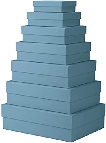 Rössler Papier 13411453150 - Boxline Geschenkbox mit Deckel, 7er Set Geschenkschachteln, Denim, Kartonagen rechteckig