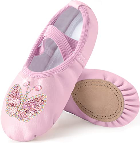 Mulnall Ballett-Schuhe für Kleinkinder und Mädchen | Gekreuzter elastischer Sitz, rutschfeste Wildledersohle, weiche atmungsaktive Ballettschuhe für Training und Bühnenauftritte