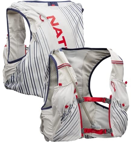 Nathan Herren Pinnacle 12 Race Weste & 4L Trinkrucksack mit 2 590 ml Trinkflasche, Wasserabweisende Taschen, leicht und feuchtigkeitsableitend