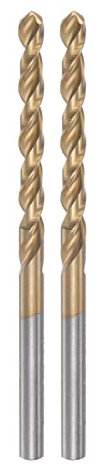 sourcing map 2pcs Twist Drill Bits 4mm Titanium Coated (HSS-E) M42 High Speed Steel 8% Cobalt Straight Shank for Stainless Steel Aluminum Alloy Metal