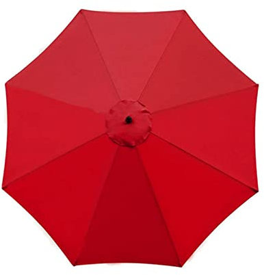 TWSOUL Replacement Parasol Fabric Cover, 2.7 m 6 Ribs / 3 m 8 Ribs Parasol Replacement Canopy Cover, Anti-Ultraviolet Patio Umbrella Cloth Cover (Red, 2.7 m / 8 Ribs)