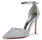 Zhabtuc Silber Strass Pumps für Damen Glitzer Knöchelriemen Stiletto Heels 10 cm/3,94 Inches Funkelnde Spitze Absatzschuhe Party Hochzeit Heels Brautschuhe Glänzende Stöckelschuhe, 38 EU