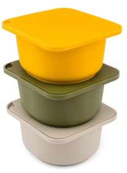 Babadoh Big Pizza Dough Proofing Silicone Containers with Lids | Pizza Making Accessories | Set of 3 | Multi Yellow (1 Dough, 1 Olive, 1 Yellow) | Big Size (Make 12-16 Pizzas)