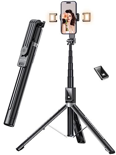 ANXRE Palo Selfie - 150CM Tripode para Movil con Control Remoto Desmontable para Teléfono Móvil, Compatible con iPhone 14 13 12 11 Pro XS MAX XR, Android, GoPro