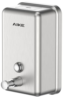 AIKE Dispenser Sapone Bagno Muro, 1100 ml Dispenser di Sapone in Acciaio Inossidabile, Strato Protettivo in ABS Incorporato, Antiruggine e Antigoccia, Dispenser di Sapone Liquido per Mani Commerciale
