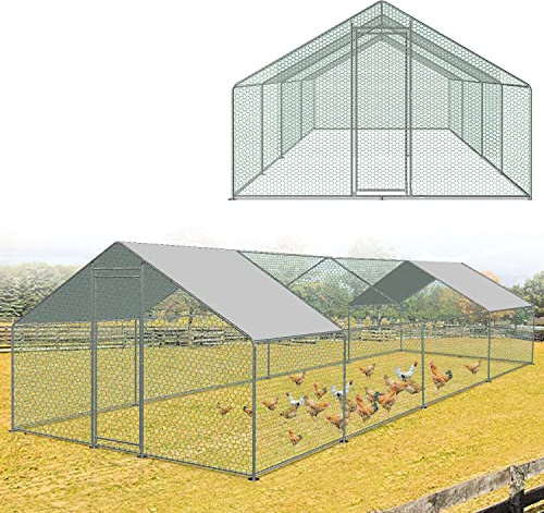 Herrselsam Poulailler - 3 x 8 x 2 m - XXL - Enclos avec Serrure de sécurité et Chiffon de Couleur en polyéthylène imperméable - Idéal pour Poules et Autres Petits Animaux