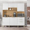 KITS PARANA Buffet de Cuisine 6 Portes 2 Tiroirs Chêne et Blanc L 180.2 H 198 P 38.8 cm