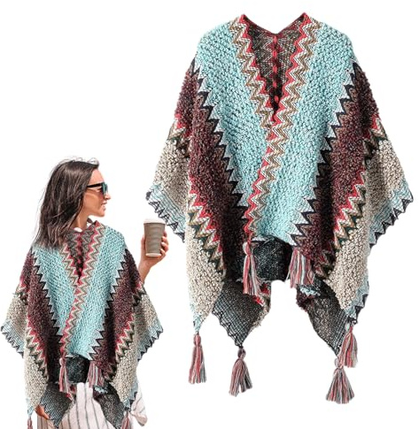 Damen Ponchos Schal | Schal wickeln Vintage Cape | Reiseschals im Ethno-Stil, Damen-Decke, Poncho-Umhang, übergroß, große Winterschals