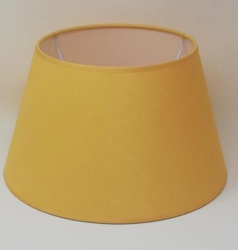 30 cm Kegel Lampenschirm, Baumwollstoff mit weißer PVC-Rückseite, handgefertigtes Produkt, für Tischlampe, Stehlampe (Ocker)