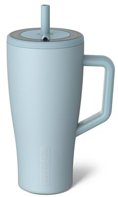 BrüMate Era Trinkbecher mit Griff und Strohhalm, 100 % auslaufsicherer, isolierter Becher mit Deckel und Strohhalm, aus Edelstahl, Becherhalter-freundlicher Boden, 850 ml (Nebel)