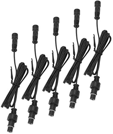 Bewinner 5-Pack 1M/3.3ft 2-Pin IP67 Waterproof Extension Cables for RGBW Decking Lights, Compatible with 6/8/10/16 Small/Large Deck LED Lights, Black, Male-to-Female Connectors