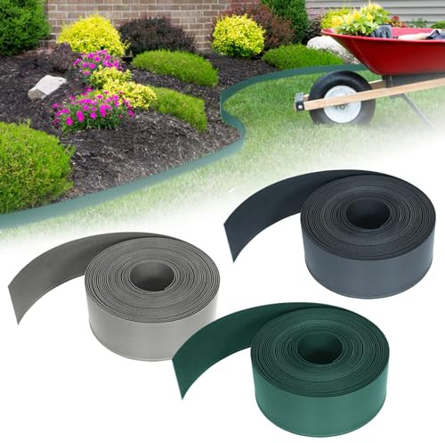 HENGMEI Flexible Rasenkante Kunststoff 20m Beetumrandung Beeteinfassung Blumenbeet Umrandung, schwarz