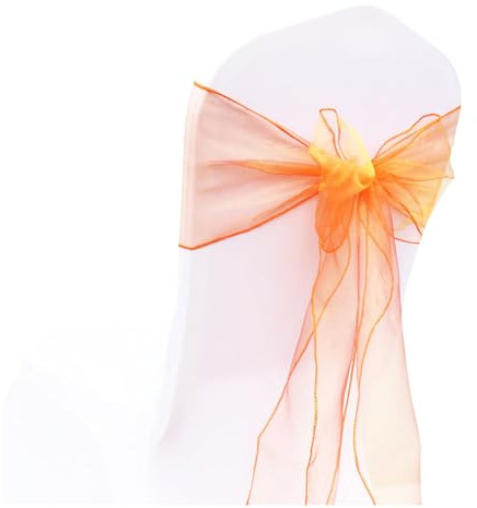 Wisafory 30 Stück Stuhlschleifen Organza Stuhl Schärpe Schleife Band Stuhlhussen Stuhl Organza Schleifenband Dekoration für Hochzeit Zeremonie Event Feier Party 18 x 275 cm Orange 30 Stück