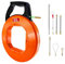 Kabeleinziehhilfe 55m, Einziehspirale Durchmesser 4mm, Polyester Zugdraht Fish Tape Einziehhilfe FüR Kabel Mit 7 FüHrungsfedern, Kabelziehhilfe mit Kunststoffgehäuse und Handgriff Orange