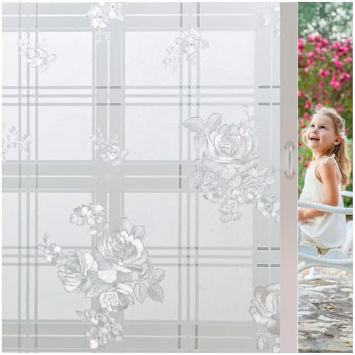 Lámina autoadhesiva para ventanas, opaca, lámina decorativa para ventanas, lámina estática de vidrio esmerilado, para cocina, baño y oficina, 44,5 x 200 cm