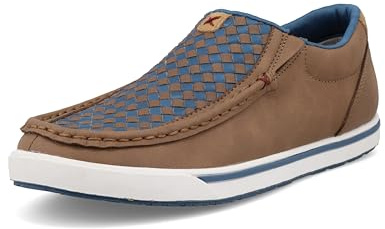 Twisted X Women's Slip on Kicks Boat Shoe, Toasted Coconut & Blue Steel, 7 UK