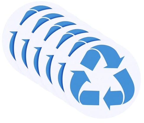 PATIKIL Recycle Sticker Bin Labels, 12 Pack 5 Inch Recycling Trash Can Stickers Signs Vinyl Waterproof Label Stickers for Home Office Kitchen, Blue on White