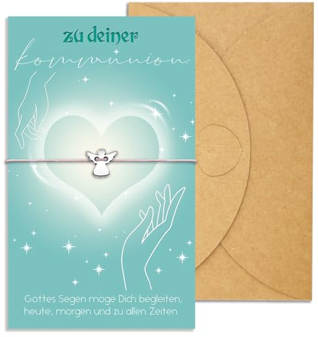 Schutzengel Armband,Schutzengel Geschenk mit Grußkarte und Umschlag,Armband Kommunion Mädchen,Erstkommunion Geschenke Mädchen,Kommunion Geschenke Taufgeschenke Konfirmation Geschenk für Mädchen