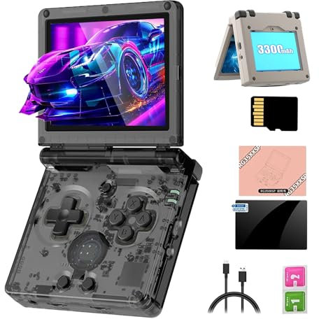 Meiurlex RG35XX SP Handheld Game Console Built-in 10,000 Games, 3.5 inch IPS Linux System Fold Video Game Console 3300mAh H700 CPU 128G Portable Handheld Game Players