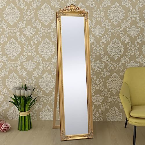 243692 Miroir sur pied style baroque Doré 160 x 40 cm