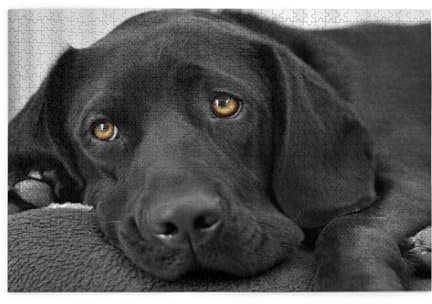 Black Lab Labrador Dog Puppy Cute Dog, Jigsaw Puzzles 1000 Pieces Wooden Jigsaw Toy Family Game Wall Decor for Adults Teens