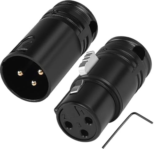 Xiatiaosann XLR Microphone Solder Adapter, Gold Plated Adjustable Right Angle 90 Degree 3Pin XLR Male & Female Solder Audio Plug Connector for DIY XLR Cable, with Spanner (2 Pack)