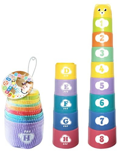 Générique 8 Pièces Tasse À Empilable Pour Enfant, Jouet De Construction Jouet Cubes Empilables Bébés, Tasses À Empile, Gobelets Gigognes Jouets Pour L'éducation Précoce, Jouet MontessoriCadeau