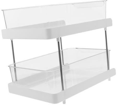 Mikinona Schiebe Regal Storage Shelves Storage Shelf Lagerregal stapelbare Arbeitsplattenregal mit 2 Ebenen Küchenregal Kosmetikhalter für die Arbeitsplatte Rostfreier Stahl