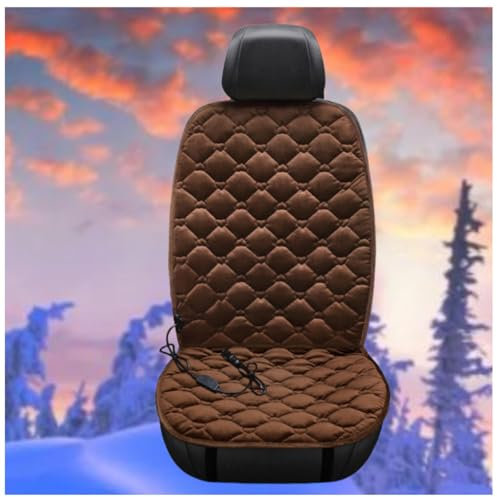 12V Autositzheizungsauflage, Schnelle ErwäRmung, Bequem Und Atmungsaktiv, rutschfest Sitzheizung Auto Auflage, Compatible with 95% of Cars,Brown-Singleseater