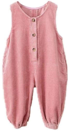 AOOPOO Salopette in Velluto a Coste per bebé Bambini da 1 a 5 Anni, Tuta per Bambina Senza Maniche in Tinta Unita, Pantaloni con Bretelle Salopette Autunno Inverno Pantaloni 80/86/92/98/104