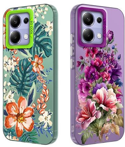 Tedyhulle 2 Pezzi Cover per Xiaomi Redmi Note 13 Pro 4G/ POCO M6 PRO 4G 6,67, Disegni Arancio fiorito Fioreale Aesthetic Custodia Protezione Fotocamera Antiurto Cellulare Case