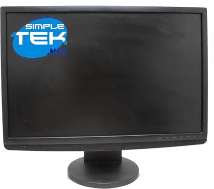 SIMPLETEK - Monitor nero da 22 HD 1680x1050 16:10 - altoparlanti integrati | VGA e DVI | Base con ergonomia completa (Ricondizionato)